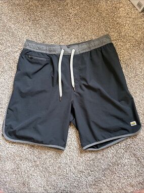 Vuori Black and Gray Mens Swim Trunks